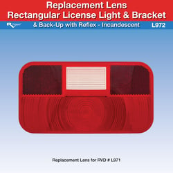 Picture of RV Designer L972 Replacement Lens for Rectangular Incandescent License Light & Backup Light
