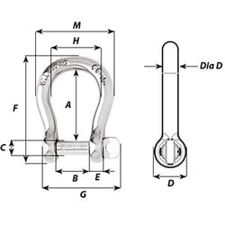 Picture of Wichard 1422W Captive Pin Twisted Shackle 5mm 3/16" 316L Stainless Steel