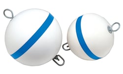 Picture of Taylor Made 2020108660 Sur-Moor 18-Inch Round Mooring Buoy White with Reflective Blue Stripe