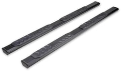 Picture of TrailFX AL4025B 4-1/2 Inch Hexagonal Straight Nerf Bars Rocker Panel Mount with Plastic Bracket Covers