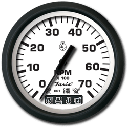 Picture of Faria Instruments F32950 Euro White 4" Tachometer 7000 RPM Gas Outboard with SystemCheck