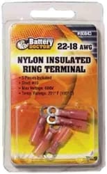 WirthCo 80843 Nylon Insulated Ring Terminal #10 Stud 22-18 AWG 5-Pack — image 2