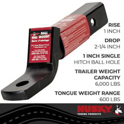 Husky Towing 31360 Ball Mount 2" Receiver 6000 lbs 2.25" Drop 1" Rise — image 2