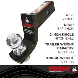 Husky Towing 31367 Adjustable Ball Mount 2" Drop 3.25" Rise 6K Capacity — image 6