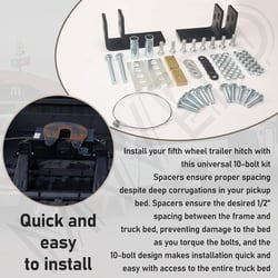 Reese 30439 Installation Kit w/Hardware and Brackets for Fifth Wheel Hitch Reinstallation — image 5