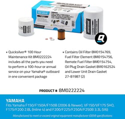Picture of Quicksilver 8M0222224 100 Hour Maintenance Kit for Yamaha 150-250 HP Outboards