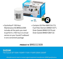 Picture of Quicksilver 8M0222309 100 Hour Maintenance Kit for Suzuki DF150A/DF175A/DF200A Outboards