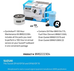 Picture of Quicksilver 8M0222304 100 Hour Maintenance Kit for Suzuki DF40/DF50/DF60/DF70 Outboards
