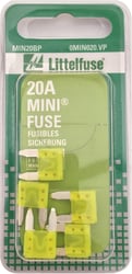 Picture of Littelfuse MIN20BP Mini 297 Series 20 Amp Fast-Acting Automotive Blade Fuse 5-Pack