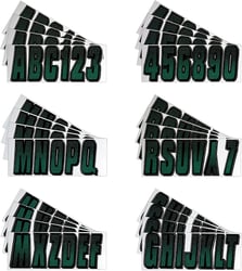 Picture of Hardline Products TEBKG300 3" Carbon Fiber Registration Letter Number Kit Forest Green Black