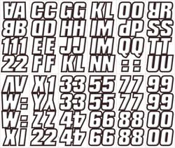 Picture of Hardline Products WHBLK500 2" Letter Number Kit White Black Snowmobile Decals