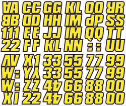 Picture of Hardline Products YEBLK500 2" Snowmobile Registration Number Kit Yellow/Black
