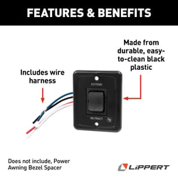 Lippert Components V000436708 Solera Regal Power Awning Hardware Kit 69in Flat Black with Wire and Switch — image 3