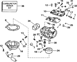 Picture of OMC 0437911 Carburetor Repair Kit with Float for Johnson Evinrude Outboards