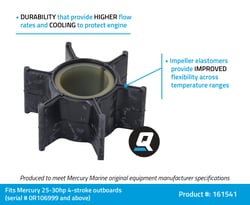 Picture of Quicksilver 8M0214912 Water Pump Impeller for Mercury 25-30hp 4-Stroke Outboards