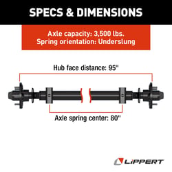 Picture of Lippert Components V000301903 Finished Beam Trailer Axle Drop Spindle 3500 lb 92 in.