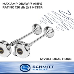Picture of Schmitt Marine 10012 Deluxe All-Stainless Shorty Dual Trumpet Horn 12V
