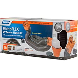 Camco 39760 RhinoFLEX 15-Foot RV Sewer Hose Kit with 4-in-1 Elbow Adapter and Storage Caps — image 2