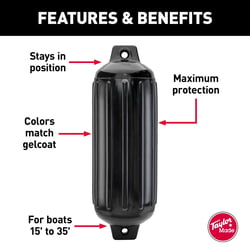 Taylor Made 2020108261 Super Gard Inflatable Boat Fender 6.5" x 22" Black Onyx — image 4