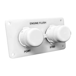 Picture of SeaMule SM-QCR2WH12 Flushmaster Flush Port Reroute Dual Outlet White Acrylic Plate Horizontal 1/2" Barb