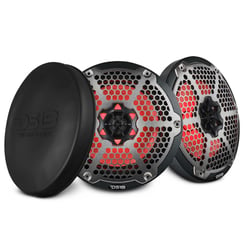 Picture of DS18 CF-8M 8" 2-Way Marine Coaxial Speakers with RGB LED Lights - 125W RMS - Carbon Fiber