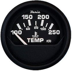 Picture of Faria Instruments 12812 Euro Black 2" Water Temperature Gauge 100-250°F