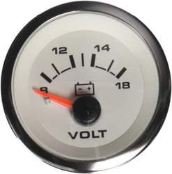 Picture of Sierra 62555P White Premier Pro 2" Voltmeter Gauge 12V 8-18 VDC Stainless Steel