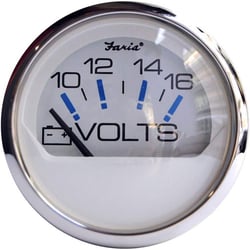 Picture of Faria Instruments 13805 Chesapeake White SS 2" Voltmeter Gauge 10-16 VDC