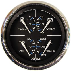 Picture of Faria Instruments 33751 Chesapeake Black 4" Multifunction Gauge - Fuel Level Voltmeter Oil Pressure Water Temp