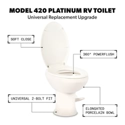 Picture of Dometic 9610008282 Model 420 Platinum RV Toilet Elongated Porcelain Bowl Standard Height Bone