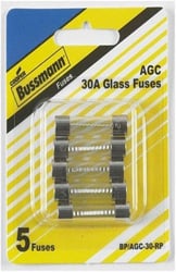 Picture of Bussmann BP/AGC30RP 30 Amp AGC Glass Tube Automotive Fuse 5-Pack