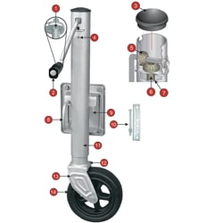 SeaSense 50017547 1500lb Zinc Plated Swing-Up Trailer Jack with 8" Wheel — image 3