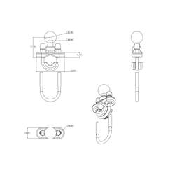 Picture of Ram Mounts RAM-B-231 Rail Base with Stainless Steel U-Bolt and 1-Inch B Size Ball for Rails 0.5" to 1" Diameter