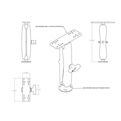 Ram Mounts RAM-111U-D Universal Marine Electronic Mount C Size Long Arm with 1.5" Ball — image 2