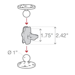 Ram Mounts RAM-B-201U-A Short Double Socket Arm B Size 1-Inch Ball — image 3