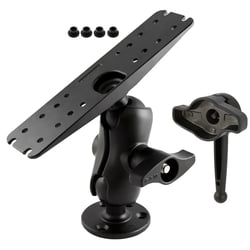 Picture of Ram Mounts RAMD111CKNOB9H Round Base Double Socket Arm Rectangular Plate Mount Kit for Lowrance HDS 16