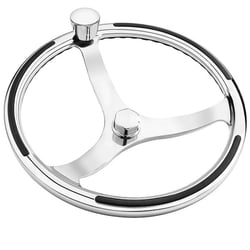 Picture of Schmitt Marine 7421521FGK Primus 15.5" 316L Stainless Steel Marine Steering Wheel with Control Knob