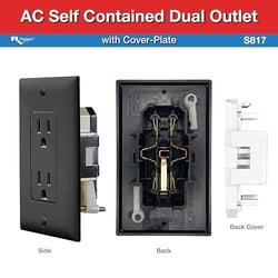 RV Designer Self-Contained Dual AC Outlet with Cover Plate — image 3