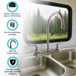 Dura Faucet J-Spout RV Kitchen Hot/Cold Water Mixer Faucets — image 2