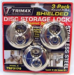 Picture of Trimax TRP3170 Shielded Disc Locks 3-Pack Keyed Alike 70mm