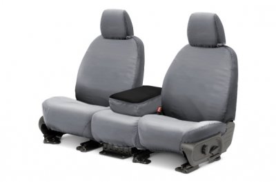 Picture of Covercraft SS2449WFGY Waterproof Polyester SeatSaver Custom Front Row Seat Covers Grey