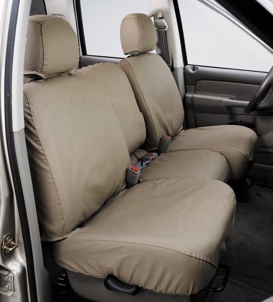 Picture of Covercraft SS2584PCTP SeatSaver Polycotton Custom Front Row Seat Covers Taupe