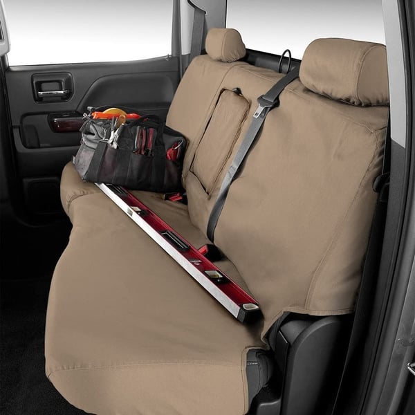 Picture of Covercraft SS3452PCTP Polycotton SeatSaver Custom Front Row Seat Covers Taupe