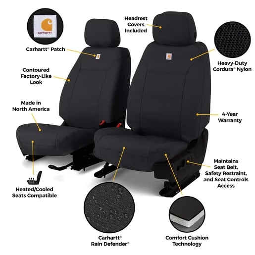 Picture of Covercraft GTC4367ABCOBK Carhartt Super Dux PrecisionFit Custom Seat Cover Black