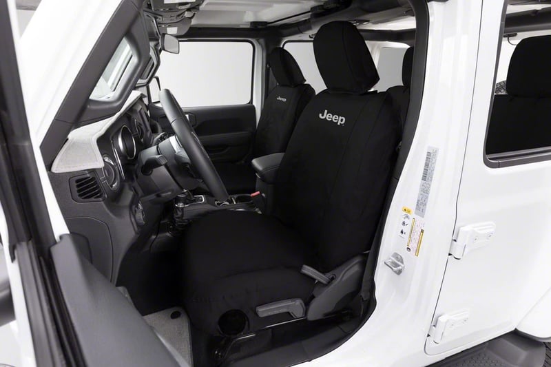 Show details for Covercraft SSJ2468FJ11WFBK Endura Waterproof SeatSaver Front Row Seat Covers with Jeep Logo Black