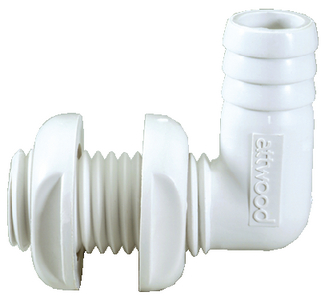 Attwood Marine 38773 Thru-Hull Hose Connector 90 Degree 3/4 Inch White