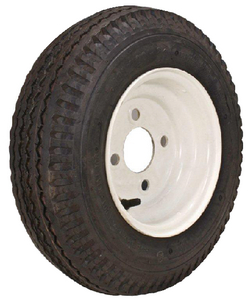 Loadstar Tires 30000 Bias Trailer Tire and Wheel Assembly 480/400-8 Load Range B 4-Hole White