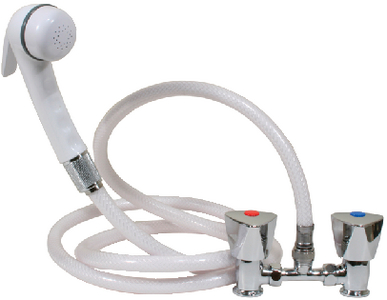 Scandvik 14117 Euro Shower Kit with Mixing Bridge and White Hose
