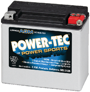 Batteries ETX20L Power-Tec AGM Battery 12V 17.5Ah 385 MCA PWC Powersports