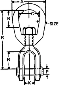 Chicago Brand 216050 Galvanized Jaw & Eye Swivel, 1/4"